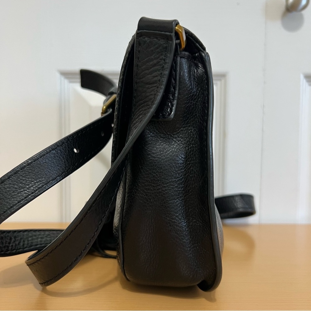 Fossil Emi Tassel Black Leather Crossbody Saddle Bag - Picture 7 of 14
